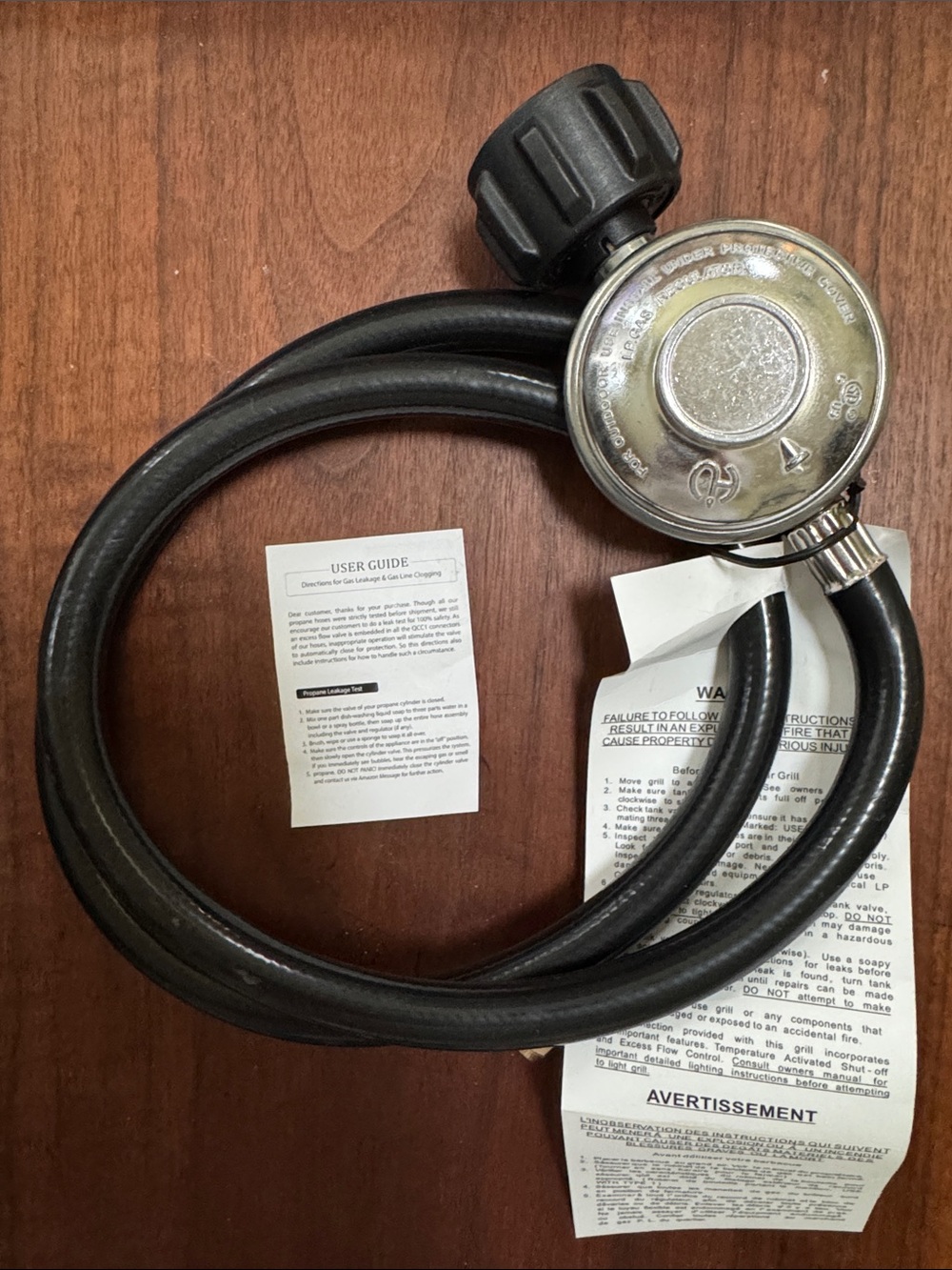 NEW 4’ PROPANE TANK REGULATOR WITH HOSE LOW FLOW PRESSURE CSA BRASS FITTINGS 4’